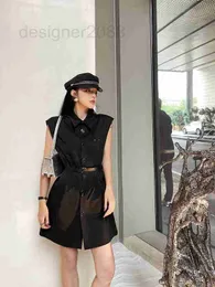 Basic & Casual Dresses designer Black Little Flying Sleeves Dress for Women's 2023 Summer New High Grade, Elegant, Sexy, Pure Desire, Belt Wrapped Short Skirt BHPL