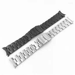Watch Bands Silver 18mm 20mm 22mm Stainless Steel Oyster Curved End Bracelet Band Strap Fit For Diving