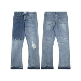Sıcak satış moda kot pantolon tasarımcı kot pantolon moda yüksek stere mavi denim alevli pantolon pantolon gençlik perçin baskı yama jean nakış erkekler kecks