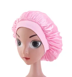 new Adjust Solid Satin Bonnet Hair Styling Cap Long Hair Care Kids Child Night Sleep Hat Silk Head Wrap Shower Cap Hair Styling To1237650