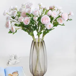 Flores decorativas 1/2 peças flor artificial rosa chá de seda 68 cm toque real buquê de plantas falsas para acessórios de decoração de casamento para casa Garen