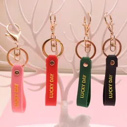 Key Rings 10 Piece Keychain Letter PVC Soft Rubber Keychain Hanging Rope Accessories DIY Hanging Ring Hook Jewelry Pendant Craft 230603