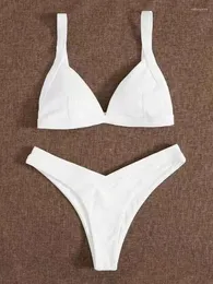 Kobiety stroju kąpielowego 2023 Swimsuit Europejski i amerykańskie bikini stałe kolory żebra żebra materiałowy Fabryka Sprzedaż bezpośrednia