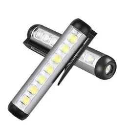 Torcia portatile Mini COB Luci Multifunzione in lega di alluminio Troch 4 modalità torce a luce viola Magnet Pen light lampada tascabile lanterna da campeggio Alkingline