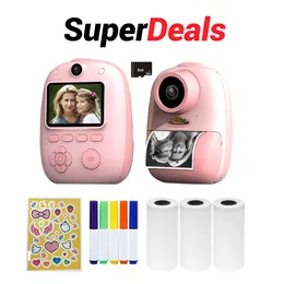 Skrivare D10 Instant Camera Photo Printer 1080p HD Mini Digital Camera för barn med LED Fillin Light Print Paper Cartoon Sticker