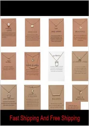 Cr Jewelry New Arrival Dogeared Necklace With Gift Card Elephant Pearl Love Wings Cross Key Zodiac Sign Compass Lotus Pendant For3468275