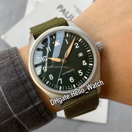 Ny pilotflygare Little Prince IW326801 IW326802 IW326803 Automatisk herrklocka Green Dial Green Nylon Strap Watches Hello Watch 2278G