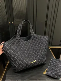 Mode Tote stor kapacitet Diamond Checker Canvas Women's Handbag Metal Logo Designer Open Luxury Bag ID RoyalFashion_Bag