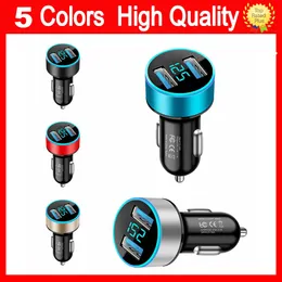 18W Dual USB Car Charger LED Fast Charging Mobile Phone Charge For iPhone 12 11 mini Pro X XR Max 7 8 Plus Xiaomi Huawei Samsung Quick Car-Charge Car-Charger Free ship
