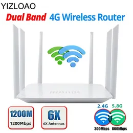 Modems YIZLOAO LT260A 4G Wifi Router 1200Mbps Wireless CPE Gateway Dual Band 2.4G/5GHz B5 B7 B20 B28 Mobile Hotspot Modem AP 6 Antenna