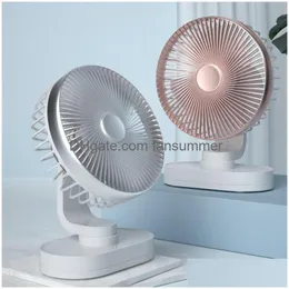 Usb Gadgets Mini Fan Portable Dc 5V Rechargeable Strong Wind Small Table Silent Noiseless Oscillating Desktop Cooling Drop Delivery Dhac4