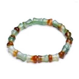 Strand Natural Stone Colorful Green Red Peacock Agates Bamboo Joint Shape Beads Bracciali per donne e uomini 8 12MM