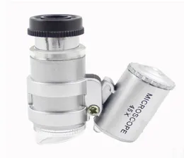 Microscoop 45X Juwelier Vergrootglas Sieraden Loepen Mini Loepen Pocket Microscopen met LED Licht Met Lederen Pouch Vergrootglas Gl7728078