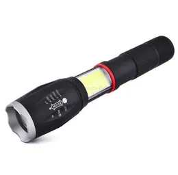 LED cob XM-L T6 flashlight 3800Lm 5 Mode COB LED Flashlights outdoor Camping hiking fishing torch lights 18650 Battery flashlight lamp