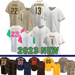 2023 Mens New 23 Fernando Tatis Jr Baseball Jersey 22 Хуан Сото 13 Мэнни Мачадо Джош Хейдер Ксандер Богаертс Роберт Суарес Ю Дарвиш Жозе Азокар