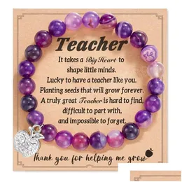 Beaded 2023 New Teacher Appreciation Gifts Natural Stone Bracelet For Women Thank You Drop Delivery Jewelry Bracelets Dhsd2