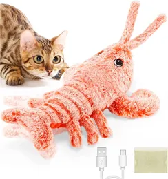 Toys Electric Flopping Lobster Cat Toy Realistic Jumping Shrimp Plush Interactive Washable Toys with Caip Packets for Cat Small Dog