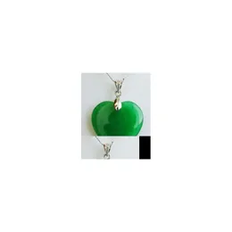 Pendants Wholesale Green Jade Heart Shape Sier Pendant /Necklace Drop Delivery Home Garden Arts Crafts Dhtky