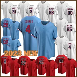 New Baseball Jersey 2023 Wear 26 Max Kepler 4 Carlos Correa Minnesota 25 Byron Buxton Harmon Killebrew Kirby Puckett Rod Carew Jorge Polanco 49 Pablo Sonny Gray