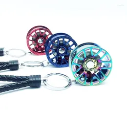 Keychains 5 Colors Car Wheel Rim Keyring 3D Metal Keychain With Disc Brake Key Ring Hub For BBS Part Pendant Accessories