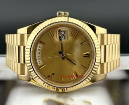 Day-Date 40 President Reloj de hombre de oro amarillo de 18 quilates Roman DIAL 228238 Marca de moda reloj automático de zafiro resistente al agua para hombre