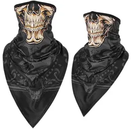 3D skalle skelett balaclava magiska halsdukar Motorcykelnackhalsskydd Anti UV Halva ansiktsmask Suple Bicycle Hunting Bandana Outdoor Anti-UV Turban pannband