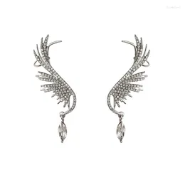Dangle Earrings Real 14K Gold Jewelry Feather Shape Earring Women Natural Crystal Aretes De Mujer Mystic Bague Diamond