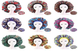 New Imitate Satin Lined Bonnets Fashion women Big Size African pattern print Silk bonnets Night Sleep Hat Wave Caps Hair accessori2012645