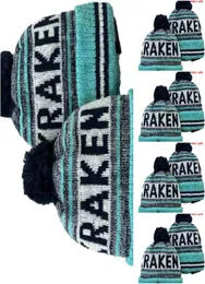 Kraken Beanies Cap Wool Warm Sport Hat Hockey American American Team Manigline USA College Pom Hats Hats Men Women Bonn6173960