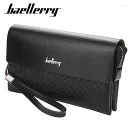 Wallets Men's Leather Clutch Bag With Wrist Band Wallet Zipper Casual Business Long Large Capacity Purses For Men