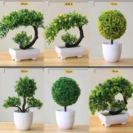 Artificial Plants Potted Bonsai Green Small Tree Plants Fake Flowers Potted Ornaments for Home Garden Decor Party el Decor8091259