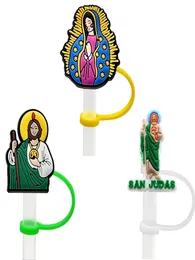Custom Religion soft silicone straw toppers accessories cover charms Reusable Splash Proof drinking dust plug decorative 8mm straw2188016