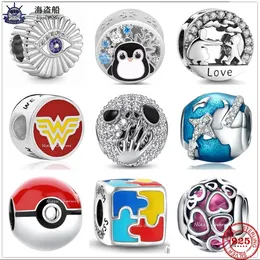 Für Pandora-Charms authentische 925er Silberperlen, Pinguin-Zauberwürfel-Puzzle-Perle
