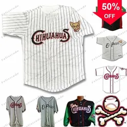 XFLSP Glnmitness Men El Paso Chihuahuas Jersey Home Road Baseball Jerseys Custom 100% вышива