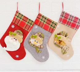 Grande borsa regalo calza di Natale per bambini Bambini Sacchetti di caramelle Ornamento per albero di Natale Calzini pendenti pendenti Cartone animato 3D Sacchi di Babbo Natale Calzino Decorazione domestica natalizia