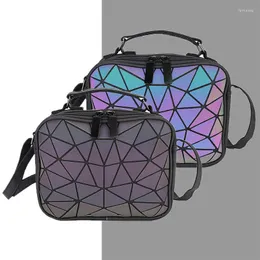 Torby wieczorowe Kobiety laserowe Luminous Holograficzne torebki Crossbody na 2023 r. Worka na ramię geometryczne kratę hologram mały kwadrat