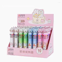 PCS/LOT KAWAII Animal 10 Colors Ballpoint Pen Cute Press Ball Penns School Office Writing Supplies Stationery Gift