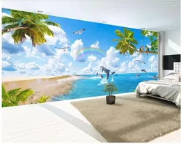 Sfondi Custom Po 3d Wallpaper Maldive Hawaii Dolphin Bay Soggiorno Home Improvement Murales per 3 D