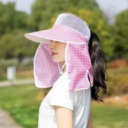 Wide Brim Hats Women's Summer Big Sun Hat UV-proof Sunscreen Face Cycling Windproof Caps Outdoor Gardening Farmer Tea Picking