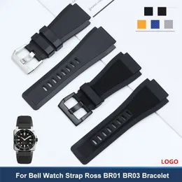 Watch Bands Brand Quality Soft Dustproof 34mm 24mm Colorful Silicone Rubber Watchband For Bell Strap Ross BR01 BR03 Bracelet Belt