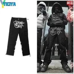 Yiciya Męskie spodnie minus dwa ładunki HARAJUUKU MINUSTWO swobodne luźne punkowe rock proste szerokie nogi spoda streetwear y2k pant retro street trend kombinezonów