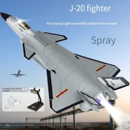 Aeronave Modle Aircraft Alloy Modelo J-20 Fighter Cool Toy Spray Effect Para Presentes da Criança Com Bateria Recarregável Carregador USB #85063 230602