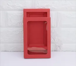 Enkel Kraft Cardboard Phone Case Packaging Box RedwhiteBrown Brock Paper Drawer Box med Clear Window8514968