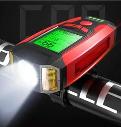 3 em 1 LED luz dianteira da bicicleta farol USB recarregável luz da bicicleta com bicicleta computador velocímetro odômetro 120bd alto-falante chifre lâmpada ciclismo lanterna acessórios