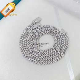 Hip hop jewelry hot new thin 6mm vvs diamond moissanite 925 sterling silver cuban link chain