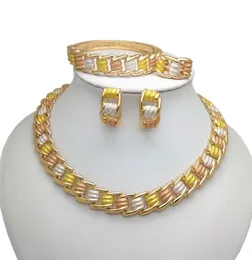 Kingdom Ma Nigerian Wedding Bridal African Gold Color Jewelry Set Dubai Imitated Crystal Necklace Bracelet Earrings Ring Sets 21034163479