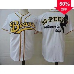 Xflsp GlaMit Herren Bears Bo Peeps Movie Baseball Jersey Button Down Weiß 100 % genähte Baseball Jerseys S-XXXL Vintage Großhandel