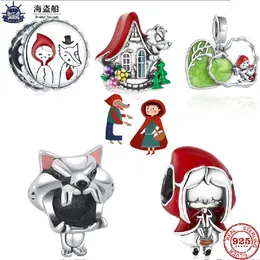 For pandora charms authentic 925 silver beads Little Red Riding Hood amp Big Bad Wolf Bracelet Charm