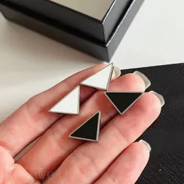 Triangle stud clip hoop earrings designer for women Designer Earrings plated silver letters enamels hiphop jewelry woman luxury dangle hoop earring ZB044 F23