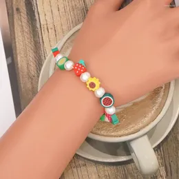 Strand Mixed Boho Stile etnico Braccialetti di perle d'acqua dolce Fascino Forma di frutta/fiore Perle di argilla polimerica Accessori per gioielli da donna alla moda